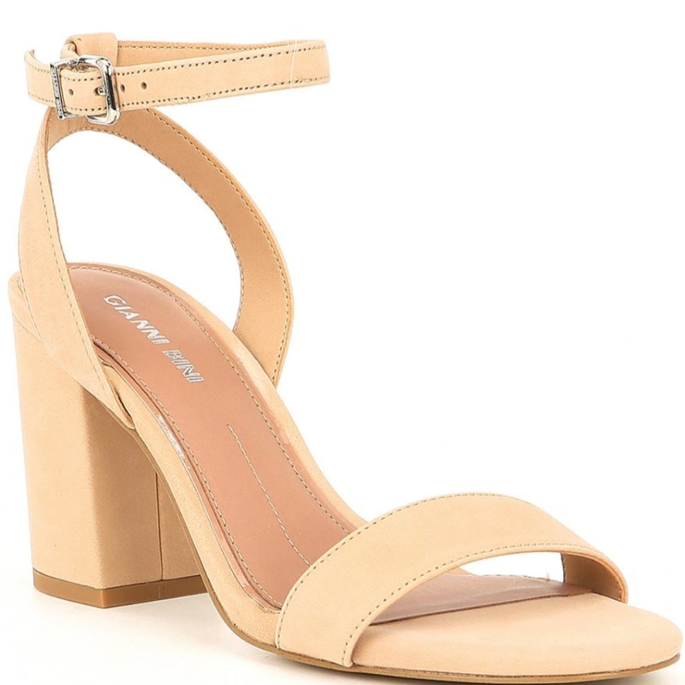 Gianni Bini Spanish Sand(Tan) Arleena Suede Ankle Strap Block Heel Sandals
